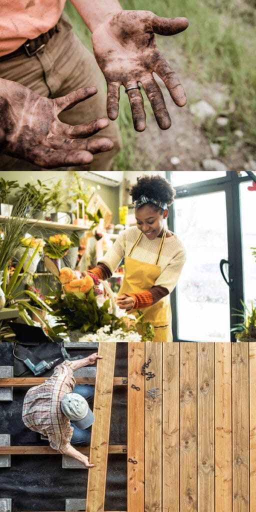 collage of hard working people