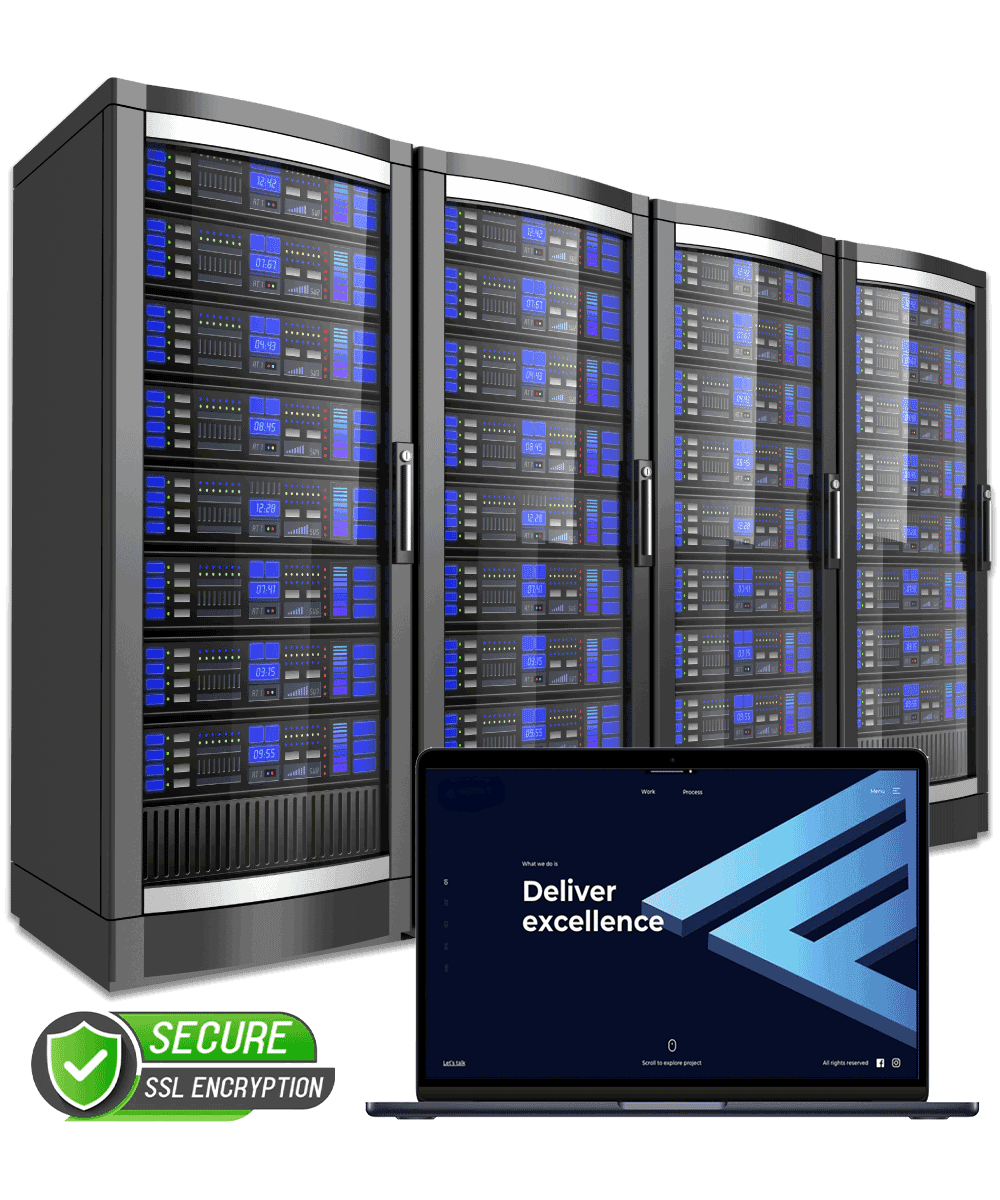 A website Hosting Server and Laptop