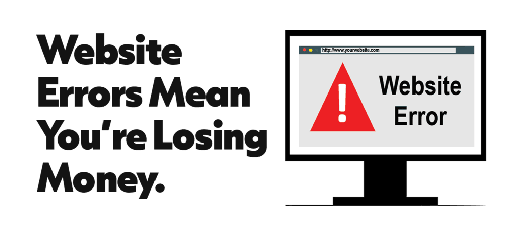 A computer screen showing website errors