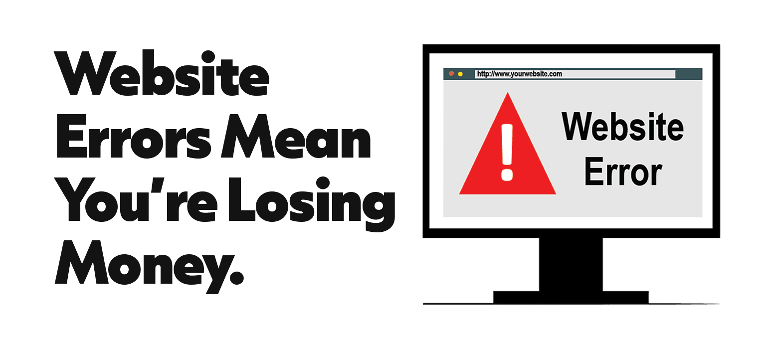 A computer screen showing website errors